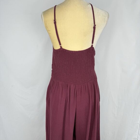 Jumpsuit Tan Large Summer One Shoulder Rose High Waist Casual Wide Leg ANRABESS - Picture 10 of 16